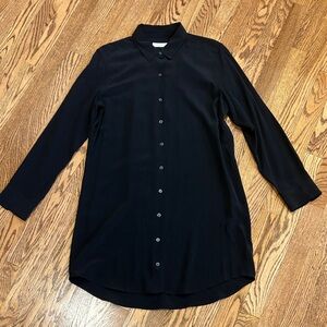 Equipment Classic Black Button-Up Silk Dress